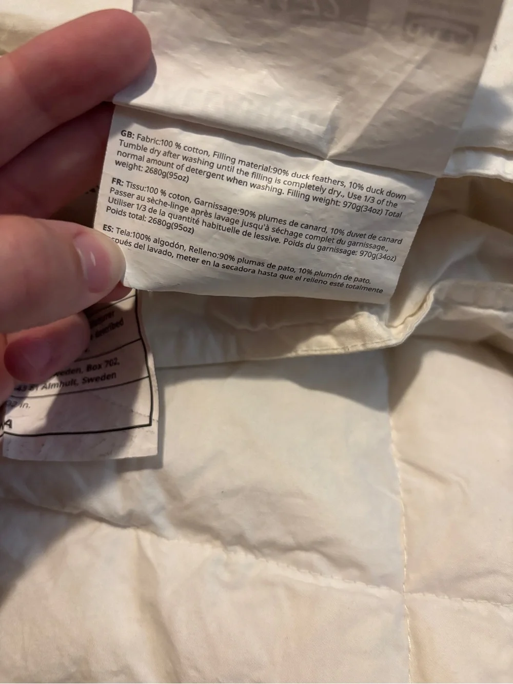 IKEA White Quilted Duvet
